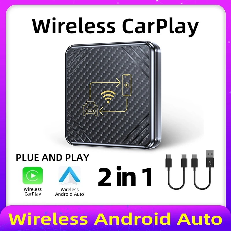 

2in1 Wireless CarPlay Box Android Auto AI Box Bluetooth WIFI Plug And Play Per for Toyota Mazda Camry Suzuki Subaru Citroen Audi