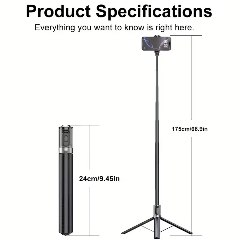 Selfie Stick Tripod With Wireless Remote For Smartphones Portable_voghion.com