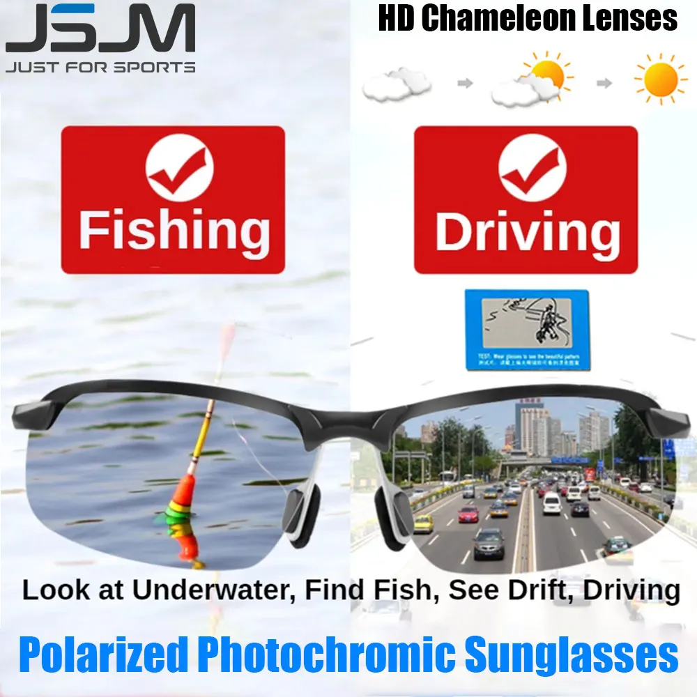 Jsjm New Classic Photochromic Sunglasses Men Driving Chameleon Fishing  Glasses Polarized Male Day Night Vision Driver Eyewear - Fishing Sunglasses  - AliExpress