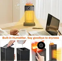 Вентиляторный обогреватель с функцией увлажнения и окружающей освещенностью, быстрый нагрев 1500 Вт, тихий, пульт дистанционного управления, электрическое отопление — изображение 4