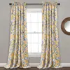 52" W x 84" L Light Filtering Window Panels, Pair, Blue Toile Curtains with Floral Bird Print, Ideal for Grandmillennial, French 3
