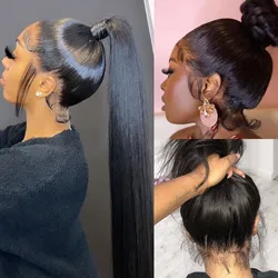 Brazilian Straight 360 Lace Frontal Wig Human Hair For Black Women Pre Plucked With Baby Hair 28