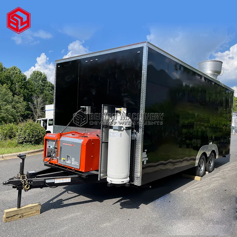 Custom Mobile Food Truck with Full Kitchen Commercial Catering Food Trailer Hot Dog Food Trailer Fast Food Cart Caravan for Sale
