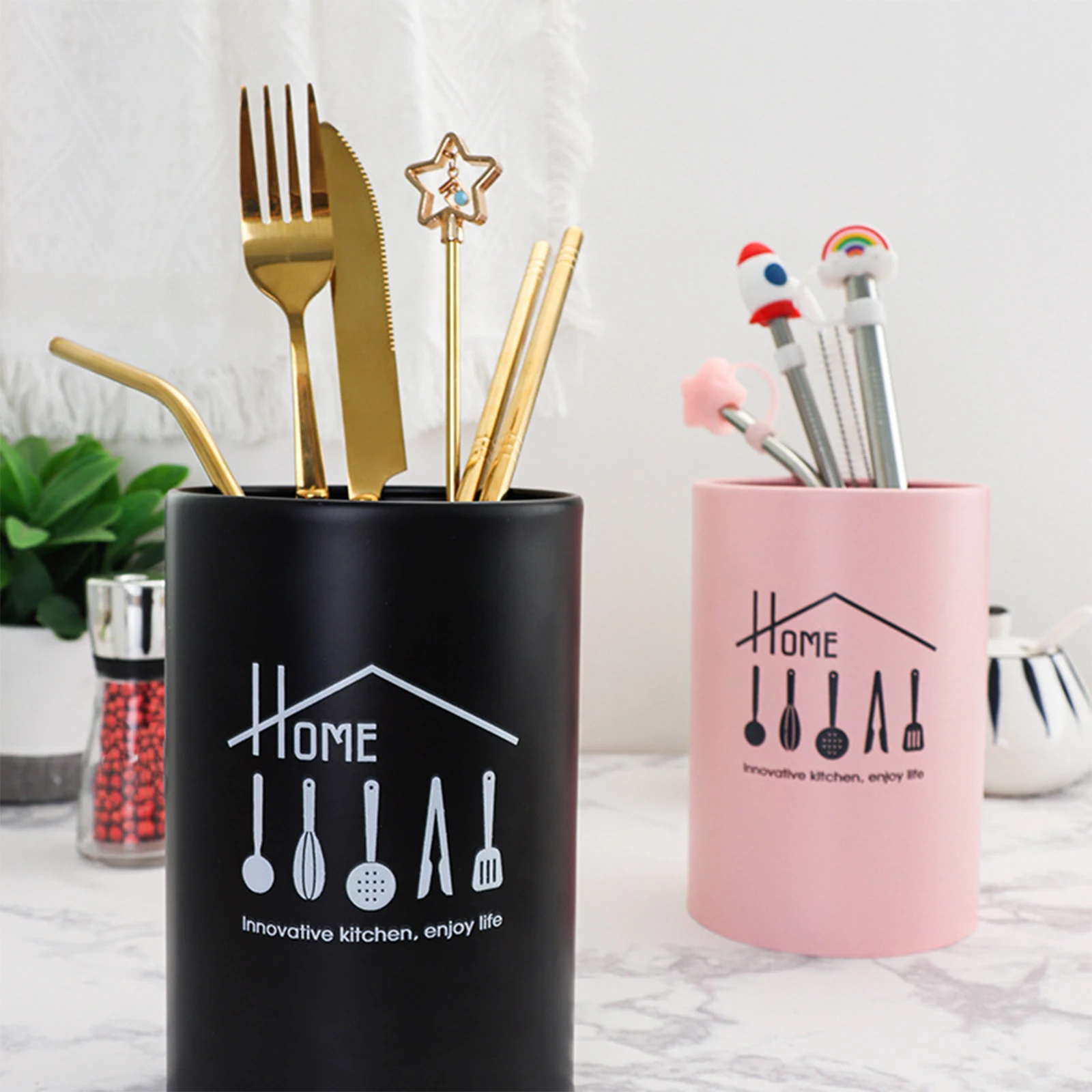 Description Picture 3 of itemStainless Steel Kitchen Utensil Holder Drying Rack Chopstick Cage Kitchen Countertop Decor Spoon Fork Holder for Tableware Spoon