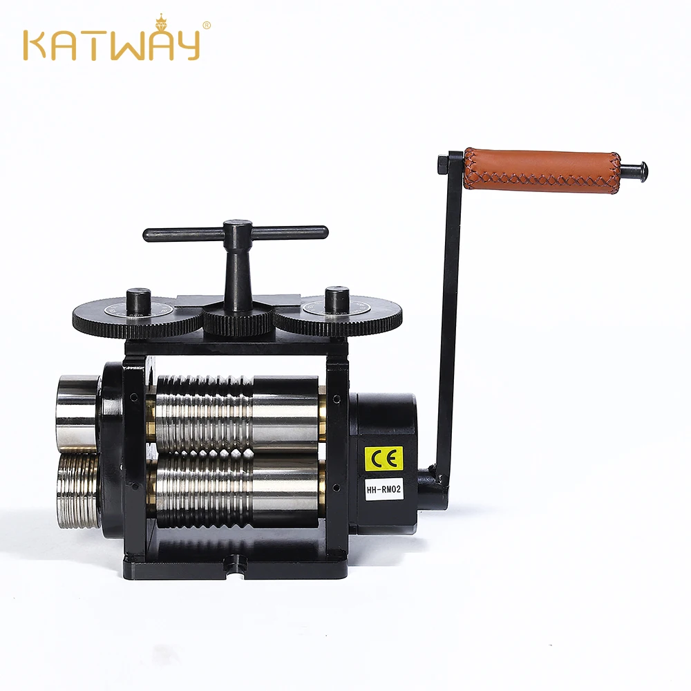 KATWAY Rolling Mills Gear Ratio 1:4 Manual Combination Metal Jewelry Sheet Square Semicircle Pattern Wire Roller Mill HH-RM02G