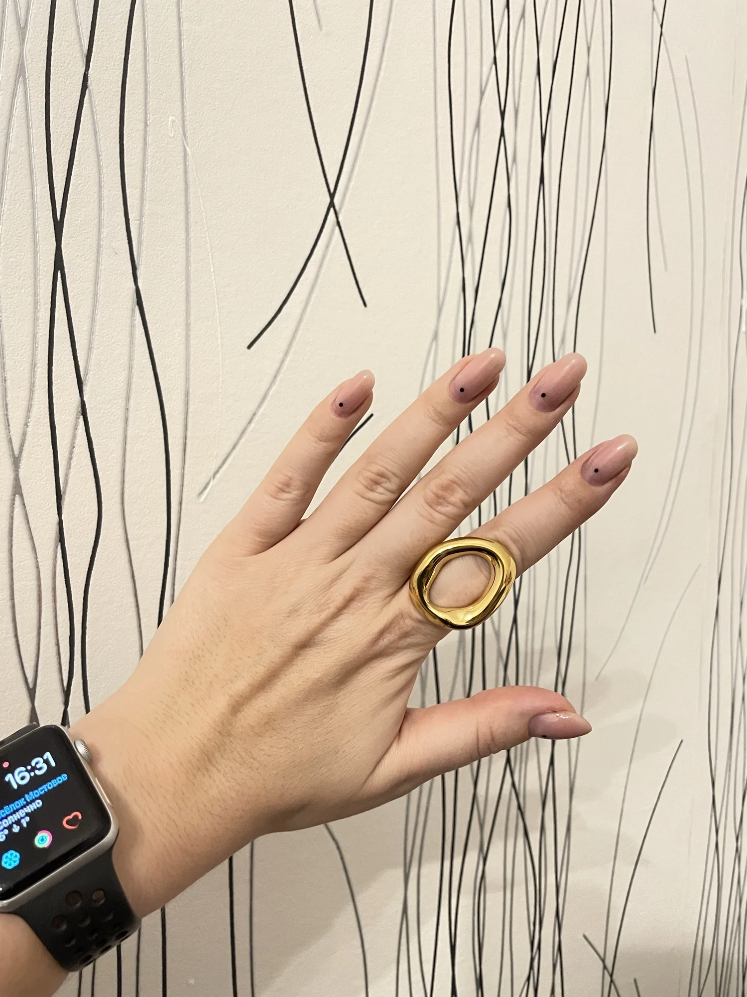 Geometric Aesthetic Chunky Rings For Women Stainless Steel Gold Color Waterproof Women's Large Ring Simple Hyperbole Female Ring