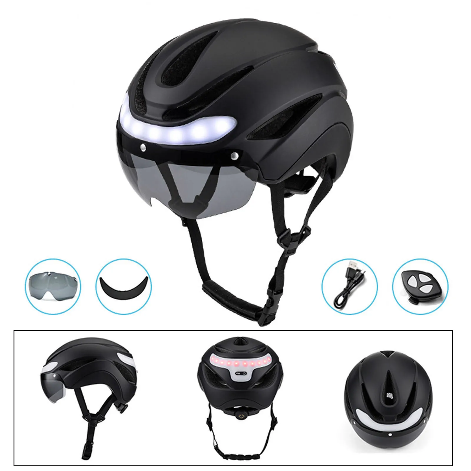 Description Picture 4 of itemBike Helmet with Light Sports Helmet w/ Adjustable Chin Strap for Outdoor Sports Riding Skateboard Skating