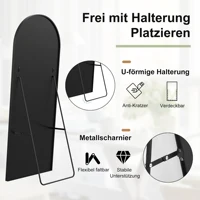 Зеркало в форме арки, черное/золотое настенное или напольное зеркало в полный рост, элегантный арочный дизайн, совреме — изображение 5