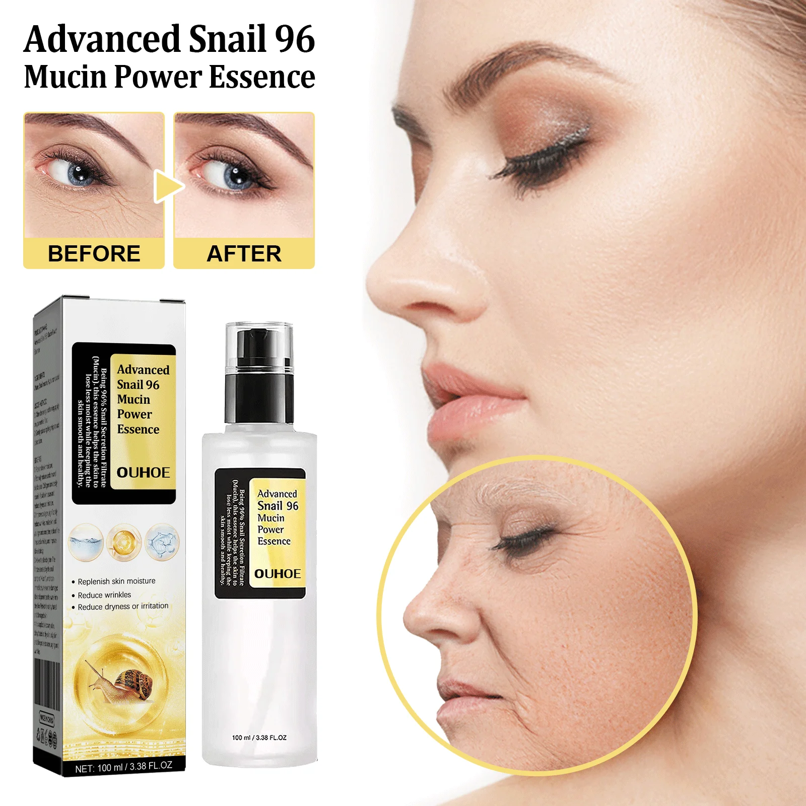 96% Snail Mucin Anti-Aging Face Essence: Brightening & Repair Serum for Sensitive Skin - Image 6