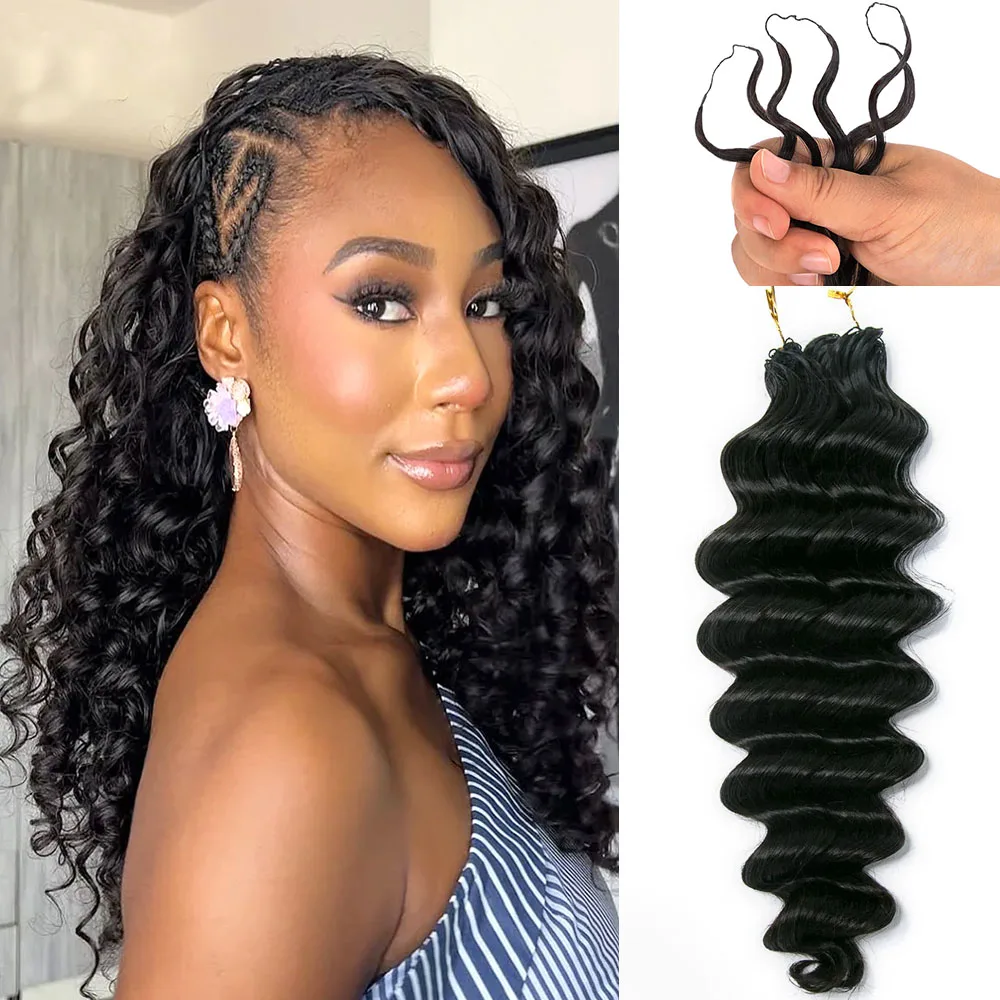 Loose Deep Wave Miracle Knots Crochet Hair For Braiding Boho Braids Raw 100% Human Hair Extensions Feathered Human Crochet Hair 1