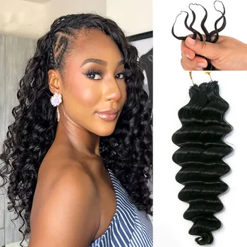 Loose Deep Wave Miracle Knots Crochet Hair For Braiding Boho Braids Raw 100% Human Hair Extensions Feathered Human Crochet Hair 1