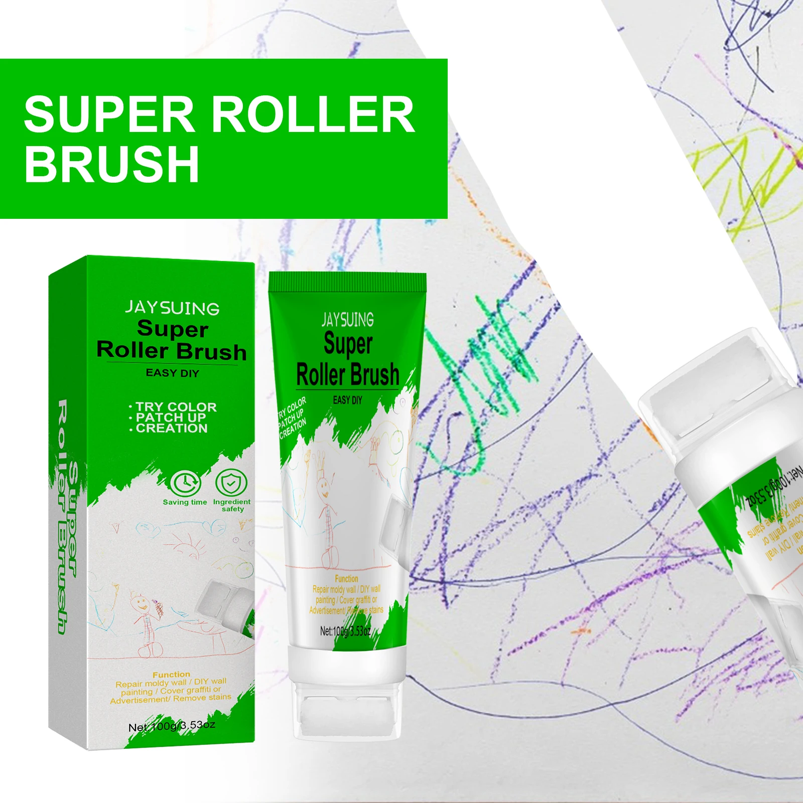 Wall Repair Agent Set with Roller Brush for Latex Paint