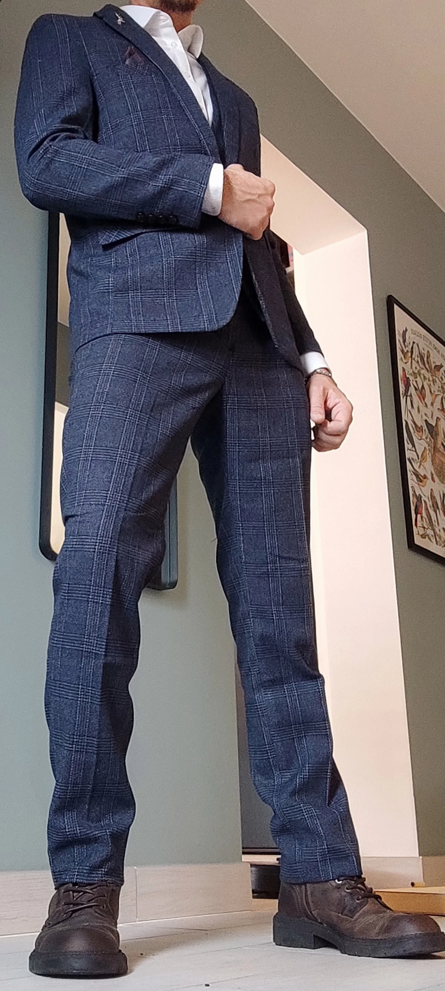S-7XL (Jacket+Vest+Pants) Fashion Boutique Lattice Formal Business Mens Suit 3Pcs Set Groom Wedding Dress Plaid Suit Show Stage photo review