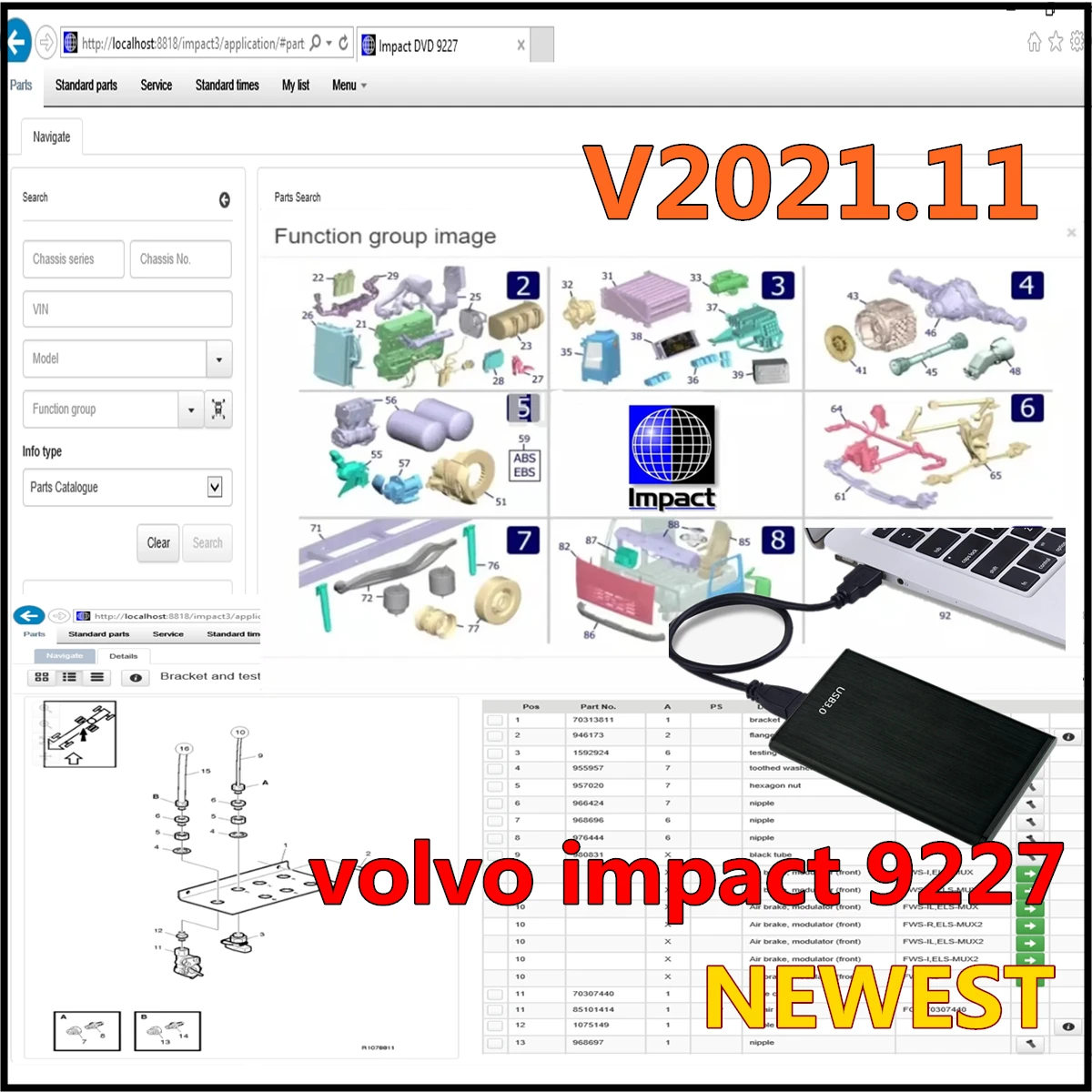 

For Volvo Impact V9227 Electronic Parts Catalogue for Volvo Impact Truck and Bus Information Spare Parts with Repair Manual