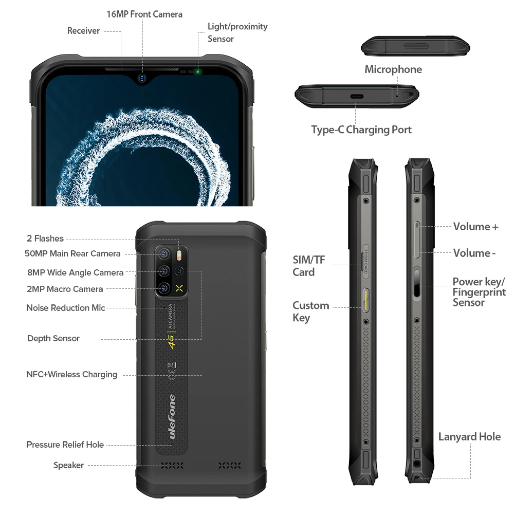 Ulefone Armor 12S Android 12 8GB+128GB  Rugged Smartphone Helio G99 4G Mobile Phones 50MP 5180mAh Waterproof global version