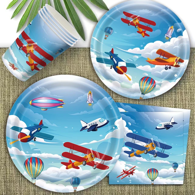 Airplane Theme Party Supplies Paper Plates Cups Napkins Tablecloth for Kids Birthday  Decorations Table Cover - AliExpress
