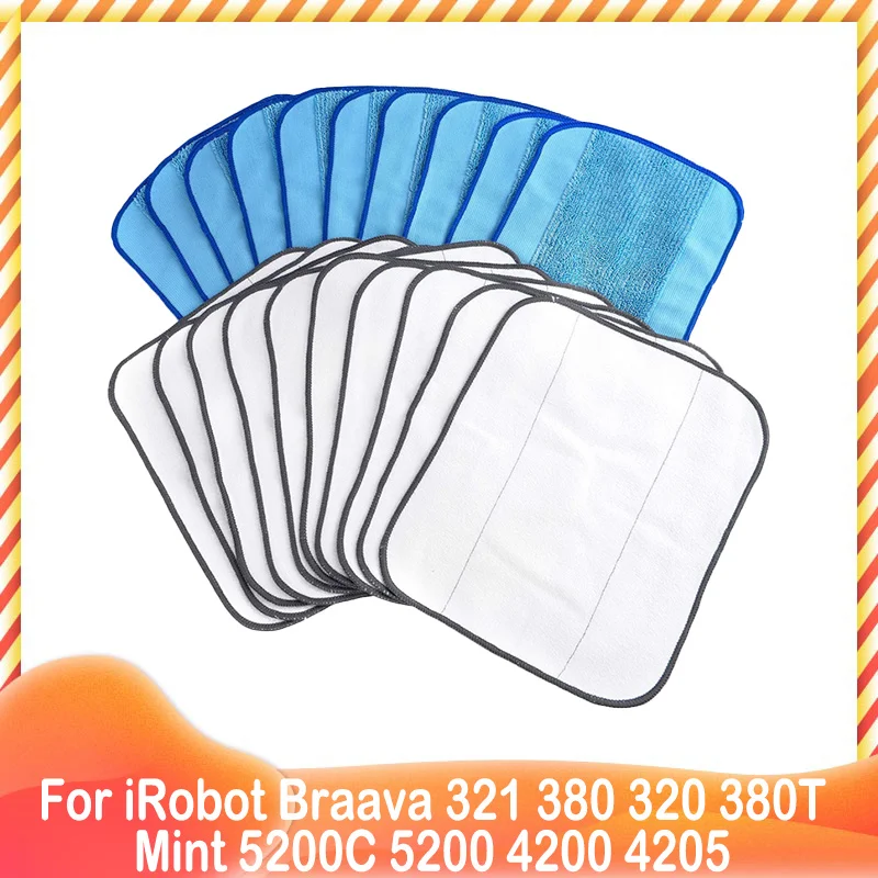 Wet / Dry Microfiber Mop Rag Cloth for iRobot Braava 321 380 320 380T Mint 5200C 5200 4200 4205 Floor Cleaning Robot