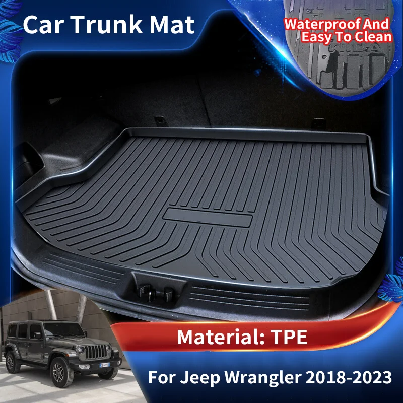 

for Jeep Wrangler JL PHEV 2018~2023 2022 TPE Car Rear Trunk Mat Waterproof Protective Liner Trunk Tray Floor Mats Accessories