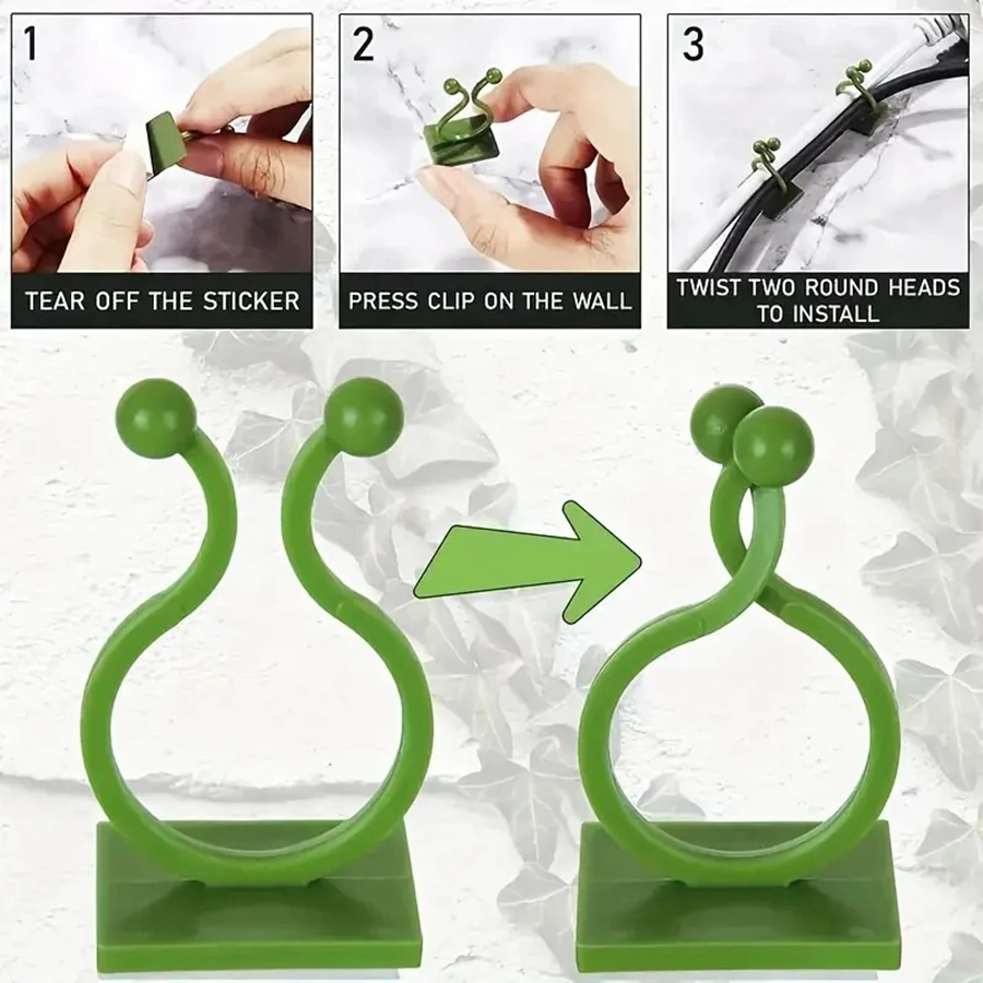 10pcs Outdoor Garden Wall Plant Clips Self-Adhesive Support For Climbing Vines Traceless Fixator For Hanging Flower Baskets
