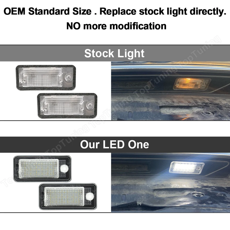 Kit 2 Ampoules LED Pour éclairage Plaque Immatriculation Audi - Blanc Xénon 6000K - Sans Erreur - Compatible A3 A4 A5 A6 A8 Q7 RS...