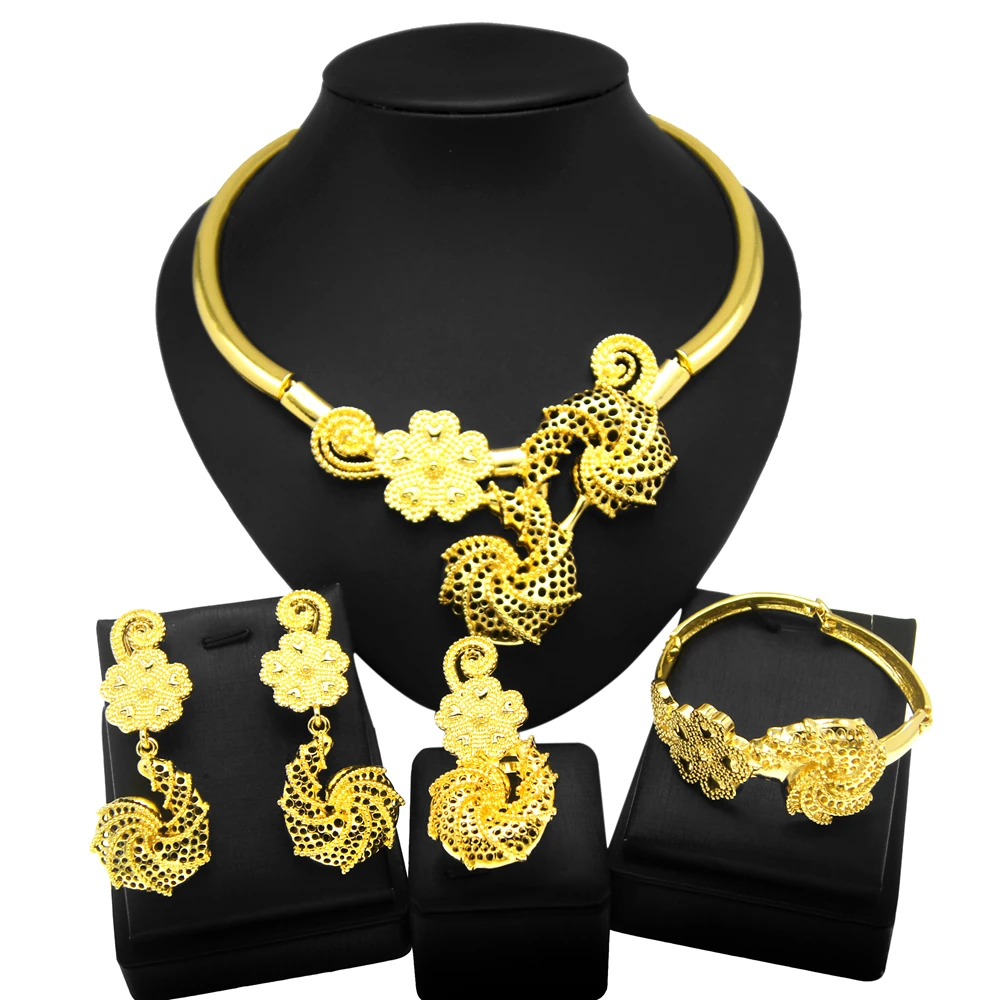 

Fashion Classic Ladies Italian Gold Plated Jewelry Sets For Women Wedding Party Top Quality Jewellery Free Delivery Shipping