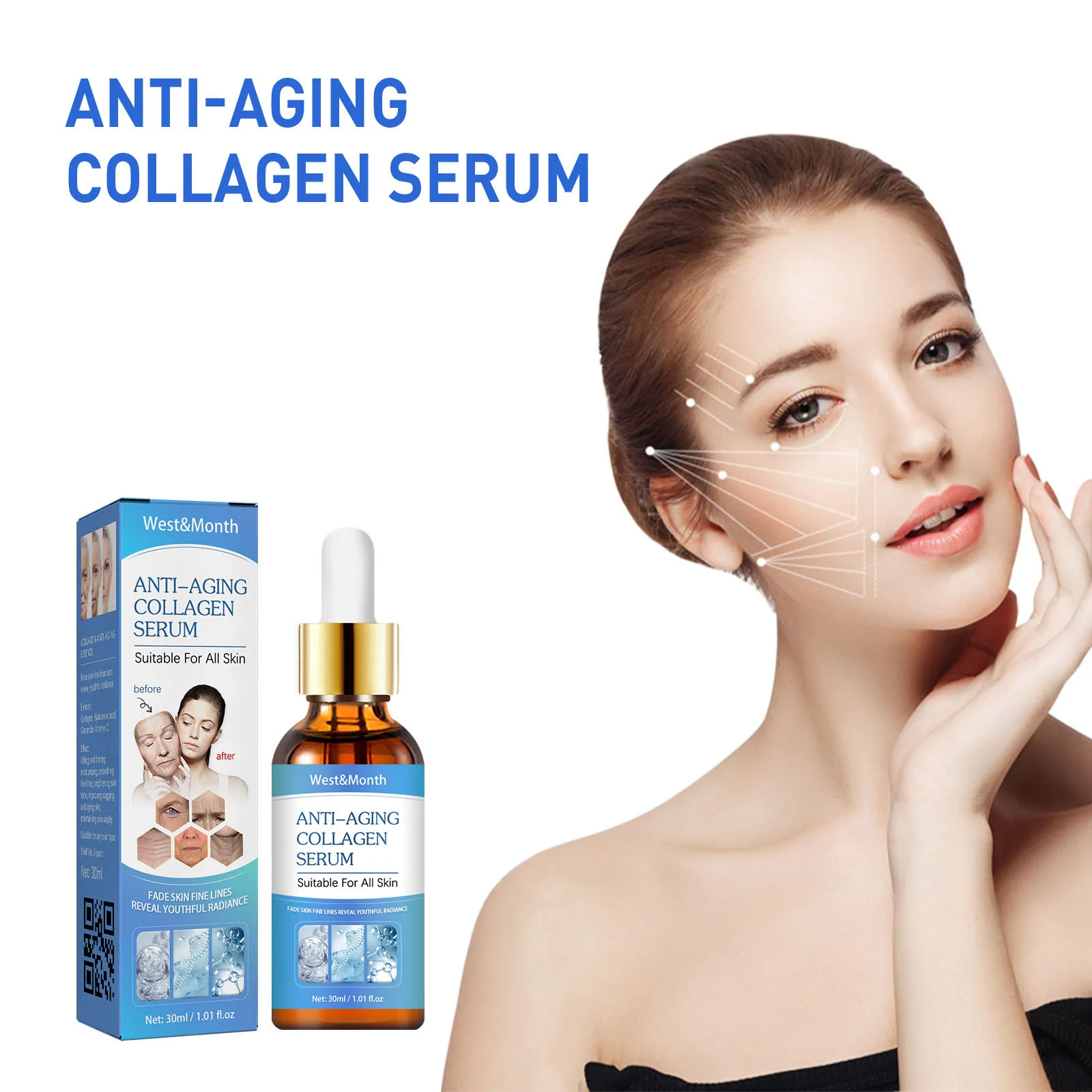 Wrin-kle Removal Serum Lightening Forehead Fine Lines Repair Tighten Lifting Nourishing Brightening Collagen Anti Ag-ing Essence 4
