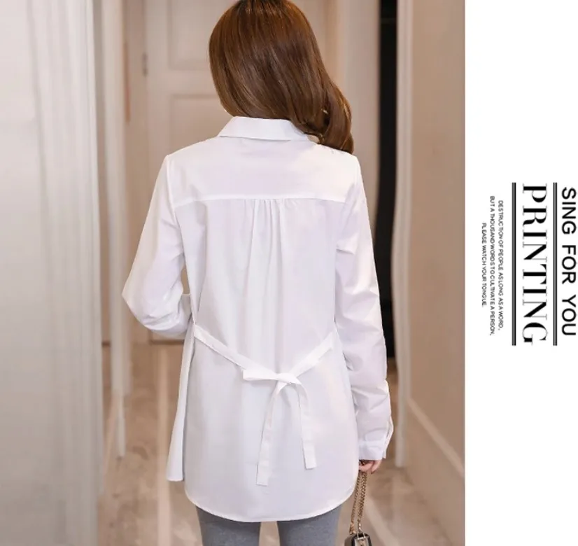 Maternity Clothes Long Sleeve Blouse Shirt Spring Autumn Pregnant Women Office Blouses Pullover Tops Premama Pregnancy Clothing 3