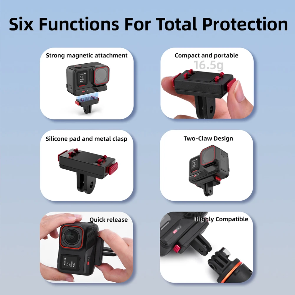 Support Magnétique Insta360 Ace Pro - Dégagement Rapide - Double Sécurité Griffes