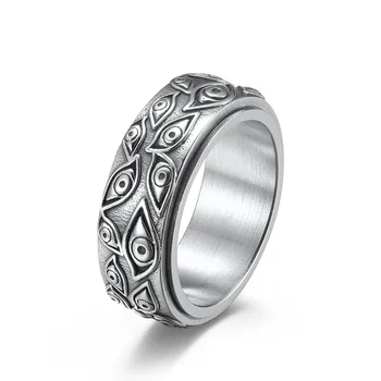 Vintage The Carved Eye Of God Mens Stress Ring For Rotating Anxiety Stainless Steel Fidget Spinner Rings Anillos De Ansiedad 1
