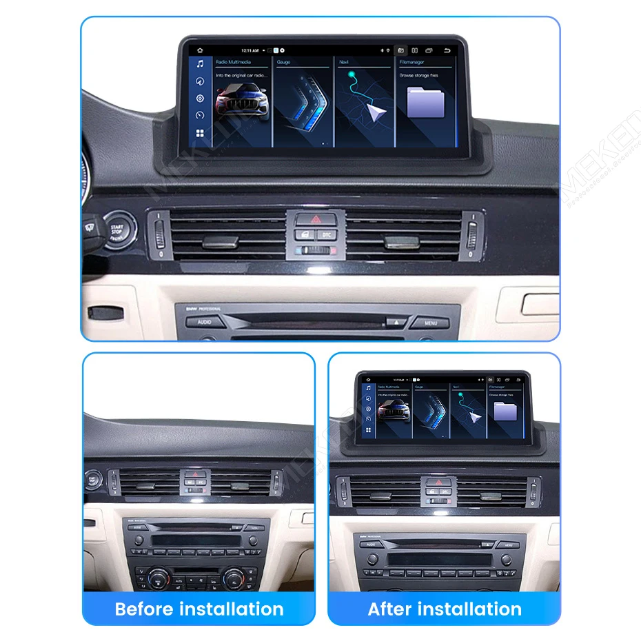 MEKEDE Radio Multimedia para Auto con Android 15 de 8 Núcleos para BMW Serie 3 E90 E91 E92 E93 2005-2012, Reproductor con CarPlay Inalámbrico, Todo en Uno 3