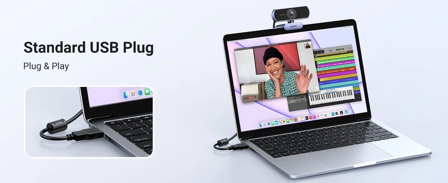 Web, Microfones Duplos, HD 1080P, Zoom, Chamadas