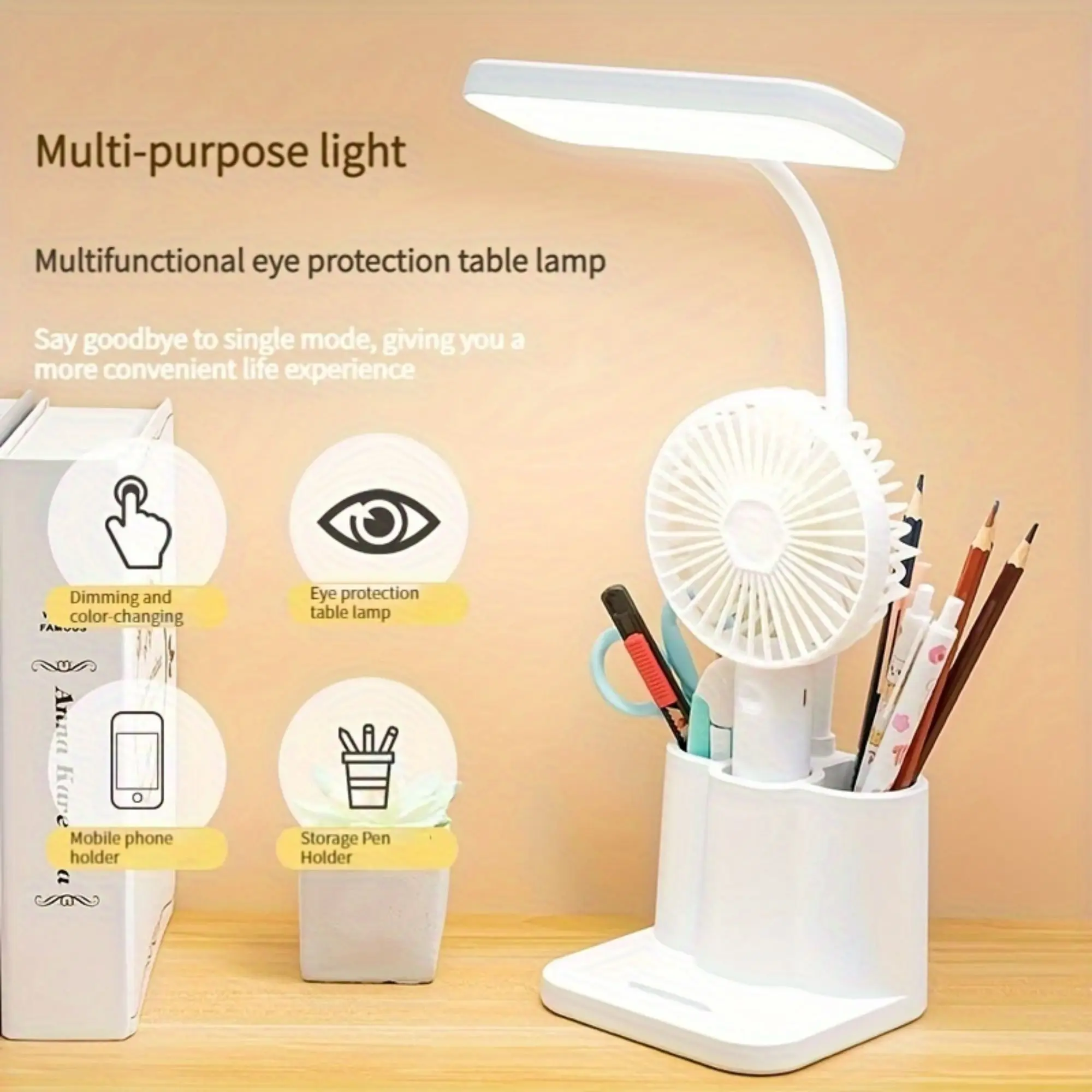 Pen Holder Desk Lamp Rechargeable Student Dormitory Children's Learning Eye Protection Lamp Desktop Reading Night Light 1pc led light desk lamp night light led desk lamp book light