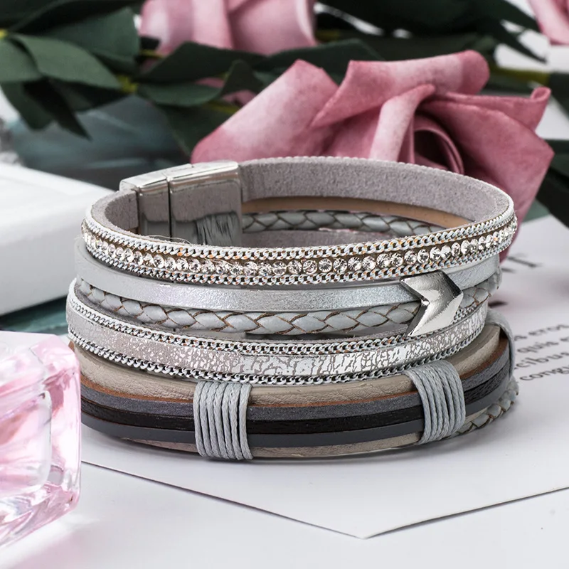 Leather Bracelet Fashion Handma Bohemian Multi-layer Woven for Women