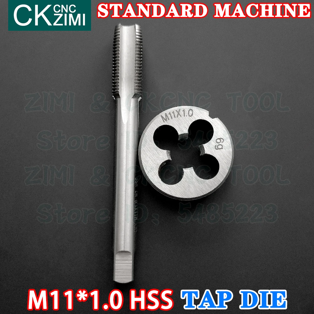M11*1.0 M11X1.0 M11X1 HSS 스트레이트 핸들 표준 기계 다이 탭 고속 스틸 와이어 태핑 드릴 라운드 다이 탭 및 다이 세트 도구