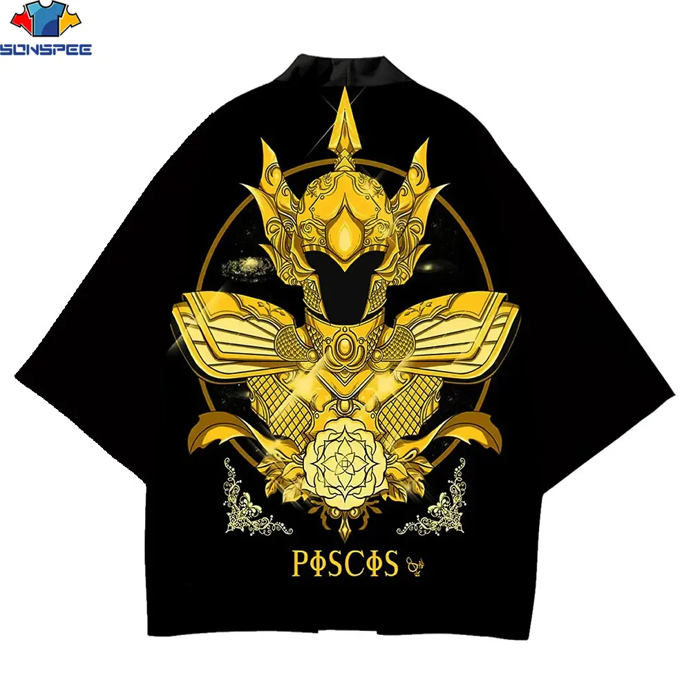 SONSPEE 2020 New japanese kimono femme cool Logo Men Women Anime Saint Seiya 3D Print Harajuku Style Streetwear kimono one piece sonspee 3d anime macross print kimonos harajuku sci fi mecha fighter casual new casual trend oversized kimono homme women s tops