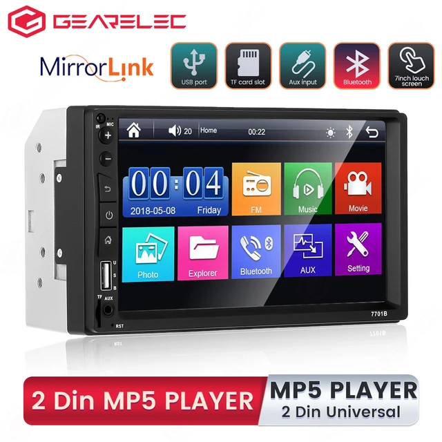 2 Din Car Radio Mirror Link 7 Touch Screen Digital Display Subwoofer MP5  Player Autoradio Android 8.0 Bluetooth Multimedia