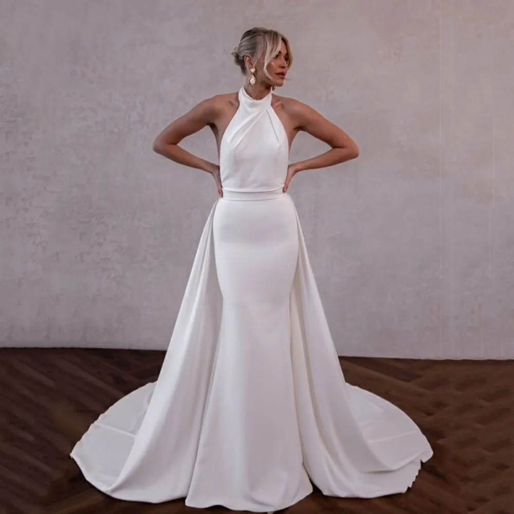 chinese dress ladies Sexy Mermaid Halter Neck Open Back Maxi Long Lace Wedding Dresses Online