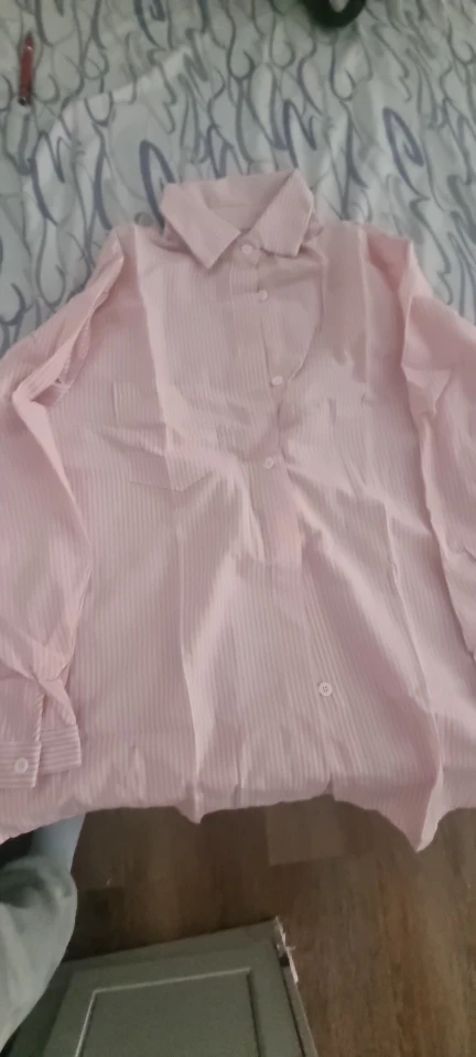 Stylish Women Casual Top M to 4XL Women Top Striped Loose Fitting Ladies Shirt Blouse Streetwear photo review