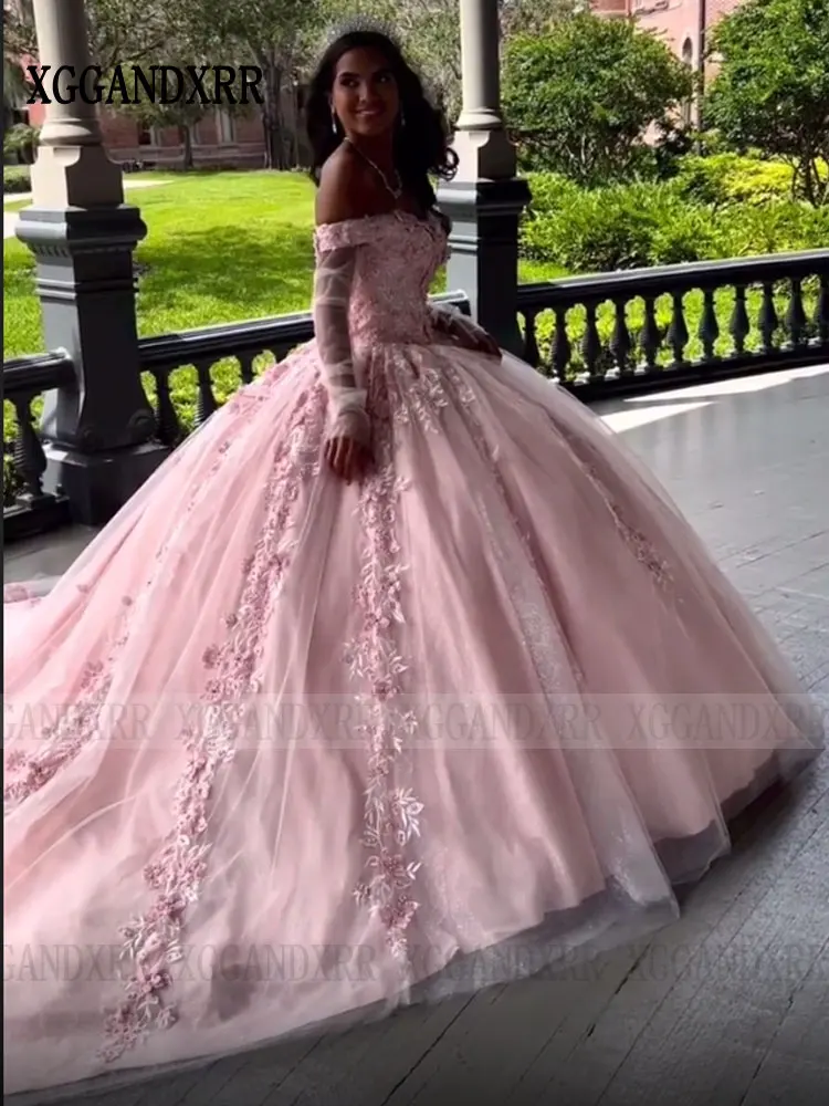 Women's Lace Quinceanera Dresses Ball Gown Sweetheart Quince Dresses with  Sleeves Sweet 15 Dresses