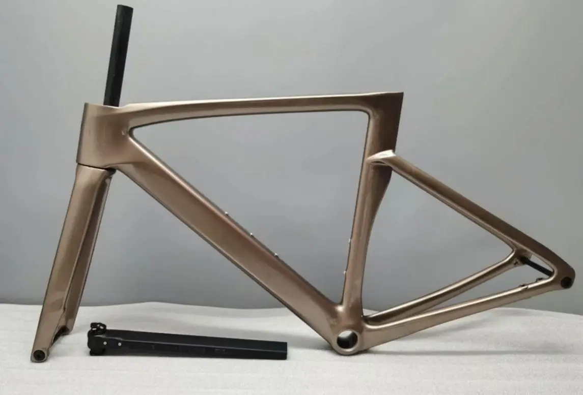 

champagne color full carbob bike frame ud glossy disc cycling frameset bb30 custom paint bicycle frame+handlebar 49-58cm
