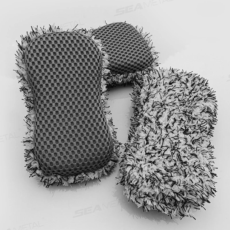 Microfiber Car Wash Sponge Two Sided Plush Massage Net Wheel Cleaning Brush Dust Remover Scratch-free Car Wash Care