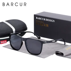 BARCUR Square Sun Glasses for Men Sports Polarized Sunglasses Women Aluminium Magnenium Temples TR90 Frame Oculos De Sol Gafas