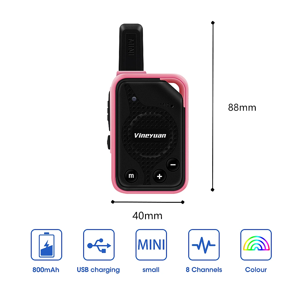 Nova Vineyuan Super Mini Walkie Talkie Crianças Presentes Brinquedos Rádio em Dois Sentidos 16 Canais cb Comunicador Scanner com Fone de Ouvido Peças - Image 3