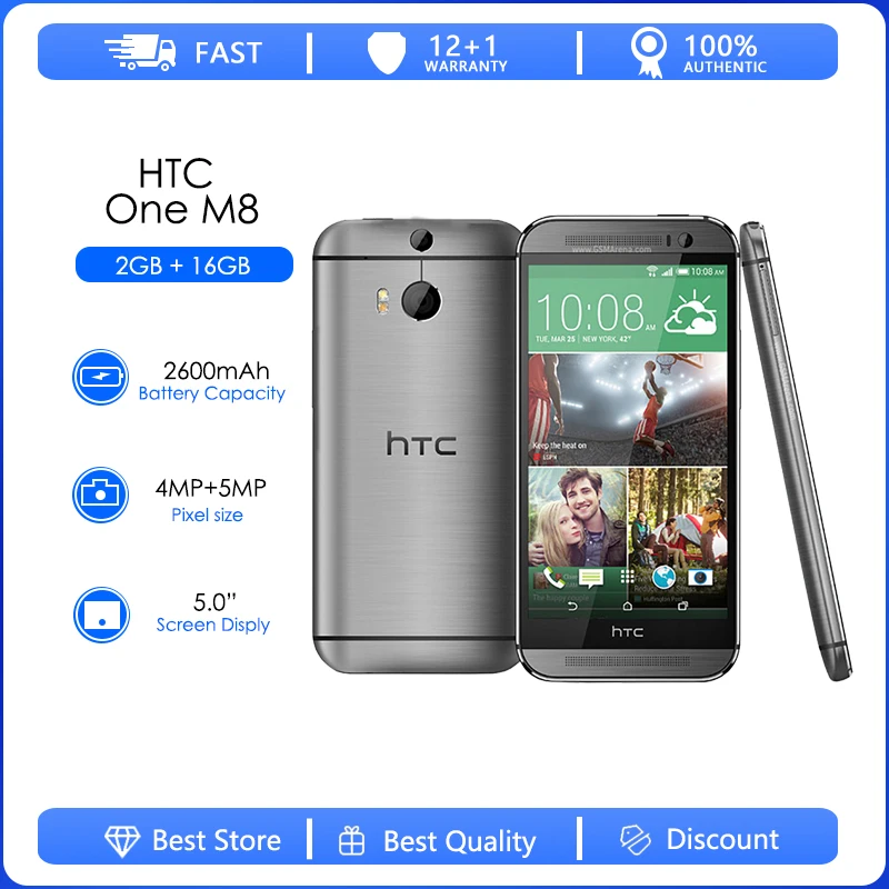 Statistisch Groene achtergrond Overleg Htc One M8 Refurbished- Original Phone Quad Core 2gb+16gb 13mp Camera 5.0  Inch Android Os 4.4 Smartphone Wifi Free Shipping - Mobile Phones -  AliExpress