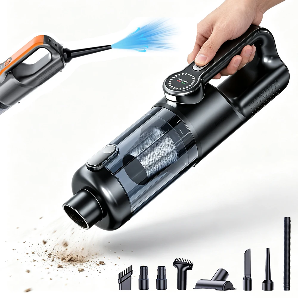 Aspirateur à main 17000Pa, aspirateur portable rechargeable 4 en 1, souffleur d'air, mini aspirateur pour voiture 1 Aspirateur à main 17000Pa, aspirateur portable rechargeable 4 en 1, souffleur d'air, mini aspirateur pour voiture 1