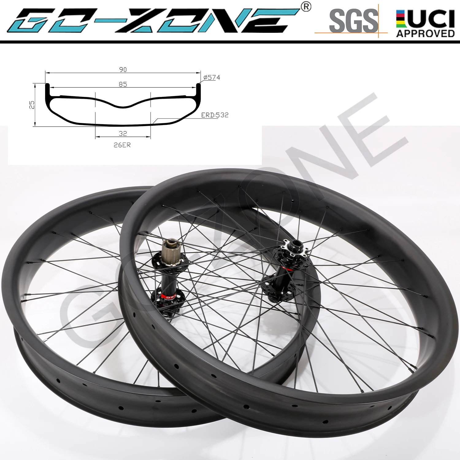 

26er Carbon Fat Bike Wheels 90x25mm Front 150/135*15mm Rear 197/190*12mm 26" Novatec Snow Sand Carbon Fat Bike Wheelset 26