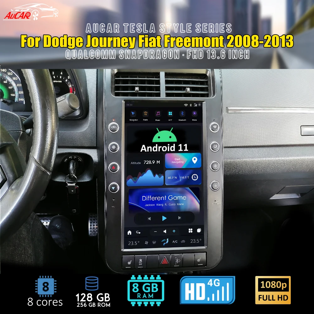 

Автомагнитола AuCar 13,6 дюйма, Android 11, для Dodge Journey, Fiat Freemont 2008-2013, стерео, GPS-навигация, головное устройство для CarPlay