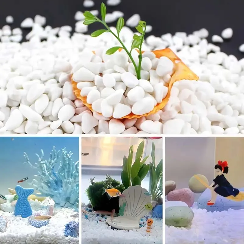 200g Natural River Rocks for Garden Landscaping White Pebbles Decorative Stones for Plants-Succulent & Cacti Potting