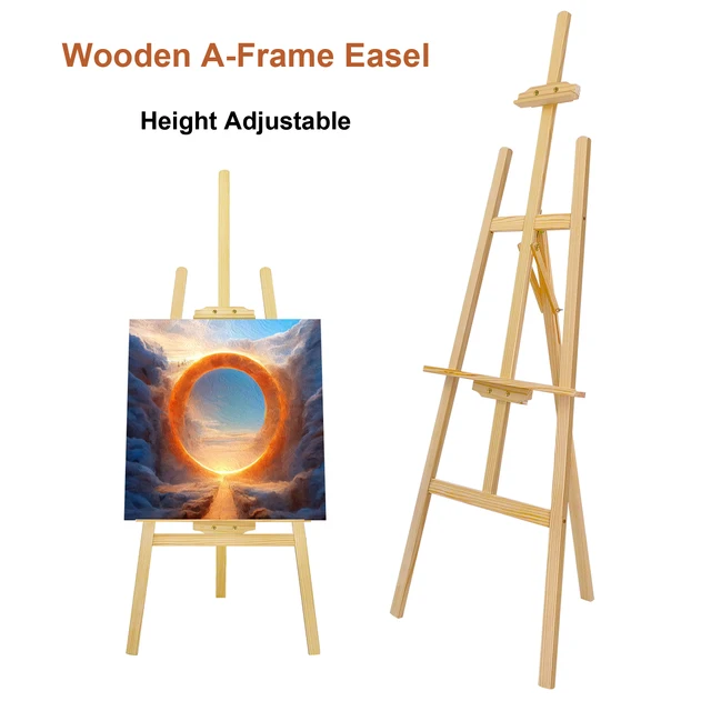 1.5m Artist Easel,Portable Adjustable Wooden Sketch Easel Sketch Drawing For Artist Art Supplies Stand,A-Frame Easel 1