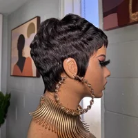Perruques Pixie pour femmes noires, cheveux synthétiques, perruque Afro Pixie noire, perruques courtes pour femmes noires, perruques courtes bouclées pour femmes 3